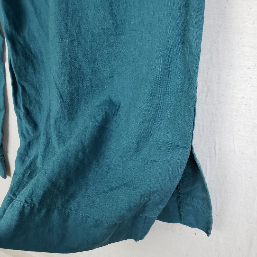Athleta Playa Linen Wide Leg Crop Pants Pleated Borealis Green size 6 Lagenlook - Picture 9 of 12